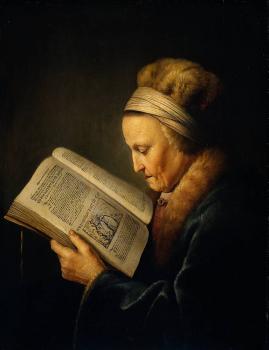 格裡特 道 Old Woman Reading a Lectionary
